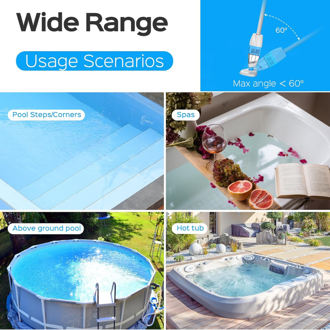 WINNY HJ30 Cordless Handheld Pool Vacuum with Telescopic Pole – Blue