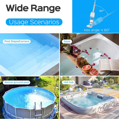 WINNY HJ30 Cordless Handheld Pool Vacuum with Telescopic Pole – Blue