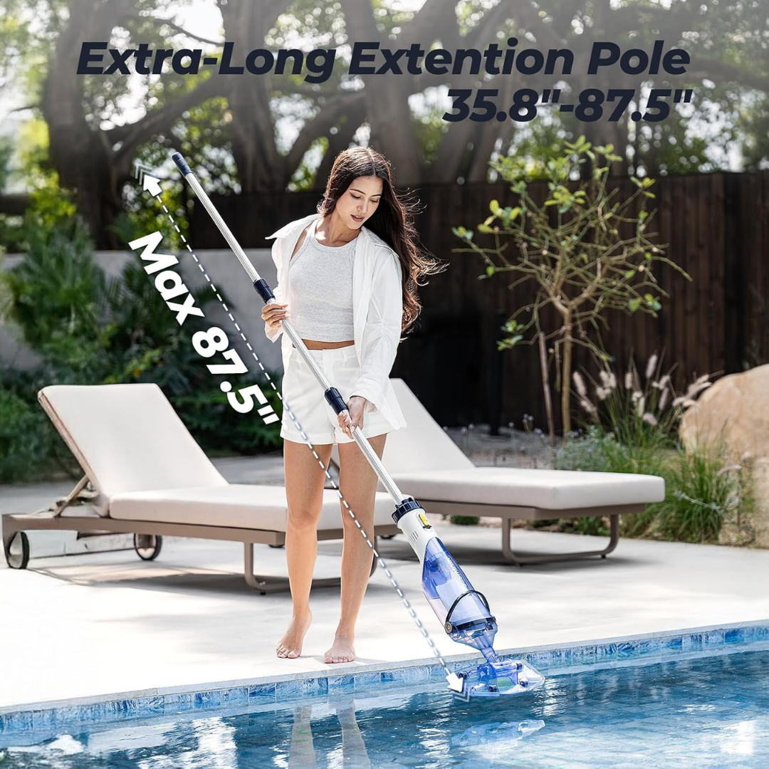 JESIMAIK 18.5 GPM Cordless Pool Vacuum with Telescopic Pole and Dual Head