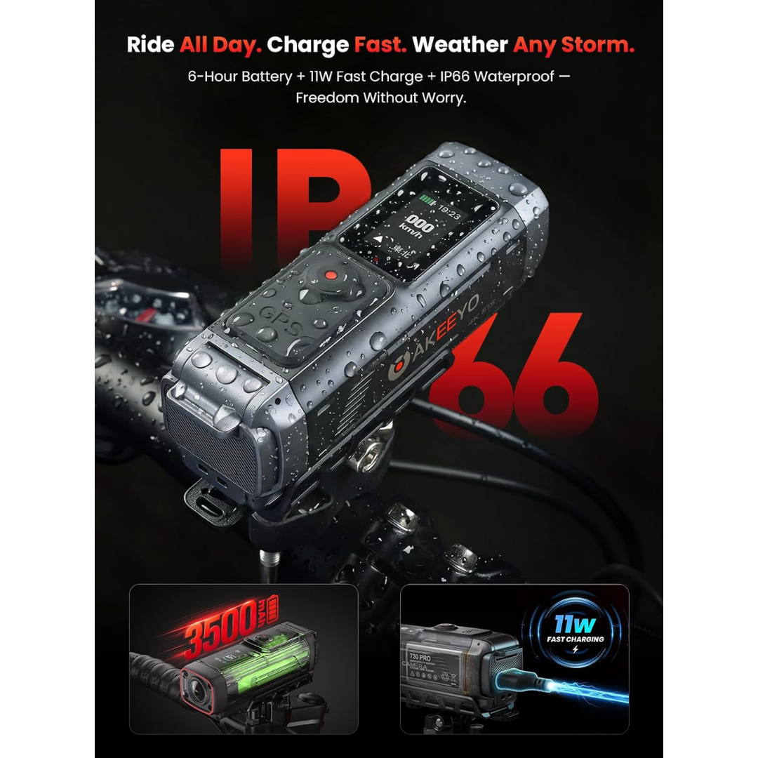 AKEEYO 730Pro 4K Motorcycle Dash Cam Sony IMX678 GPS 64GB Card