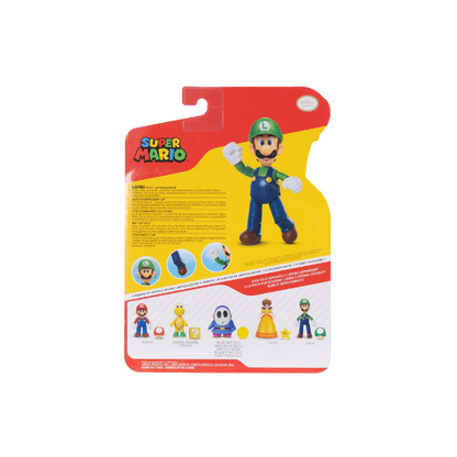 Super Mario Luigi 4 inch Articulated Action Figure with Green Mushroom Accessory