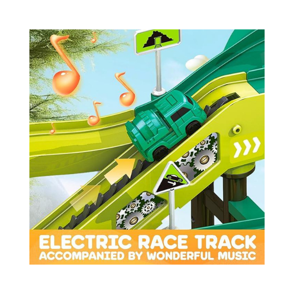 SMILESSKIDDO 73 PCS Dinosaur Car Tracks, Music & Lights, Construction Toys
