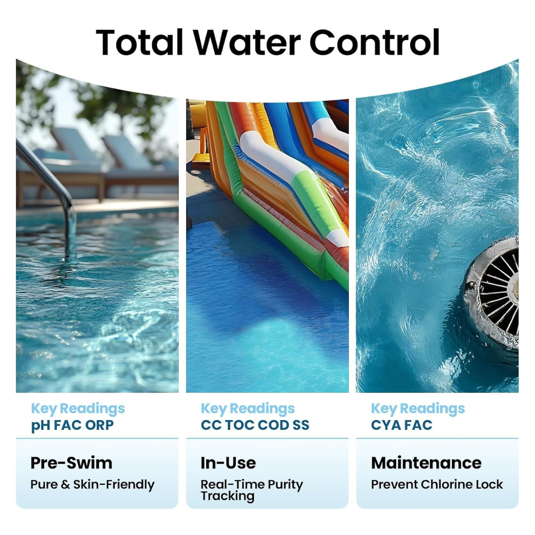 VISPECT 12-in-1 Digital Pool Water Tester with AI Salt & Chlorine Analysis