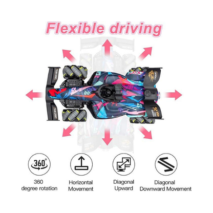 Carro de corrida RC de alta velocidade com spray, luzes e música para crianças a partir de 6 anos