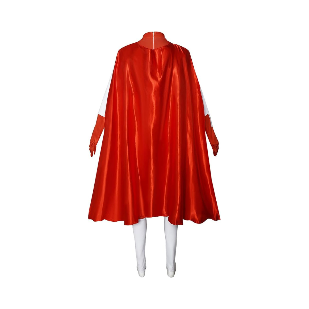 RVGBCOL Men’s Red Superhero-Style Jumpsuit Costume with Cape – Size Small