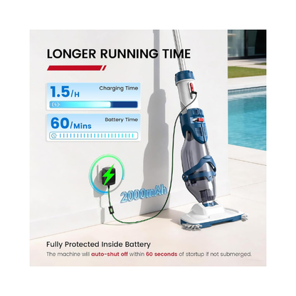 ENHULK PC20 Cordless Pool Vacuum 22 GPM Dual Mode Handheld 5000 L/H Pool Cleaner with 8.2FT Telescopic Pole, 4 Filter Units & 1-Hour Runtime