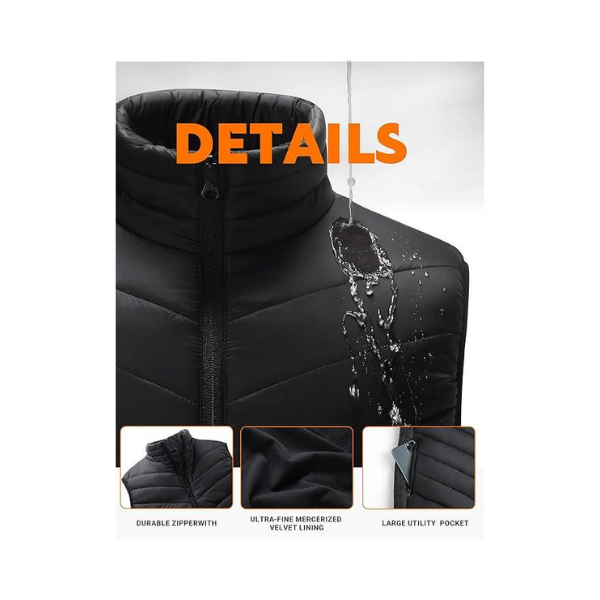 SOLJIKYE Men's Heated Vest – 6 Zones, Adjustable Heat for Outdoor Use