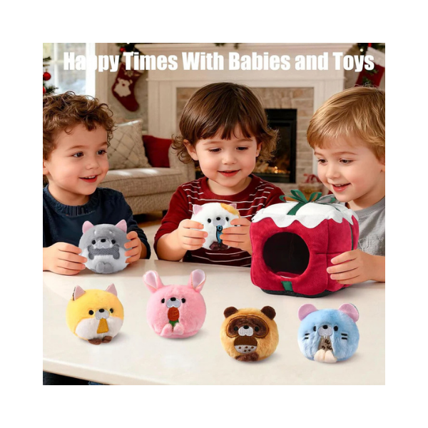 TUZT Mini Stuffed Animals Set with 6 Plush Toys & Carry Bag for Kids