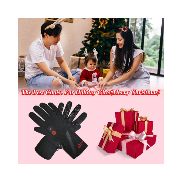 Day Wolf Electric Heated Gloves for Men Women, Rechargeable Waterproof Winter Hand Warmers with Touchscreen for Outdoor Activities(X-Small)