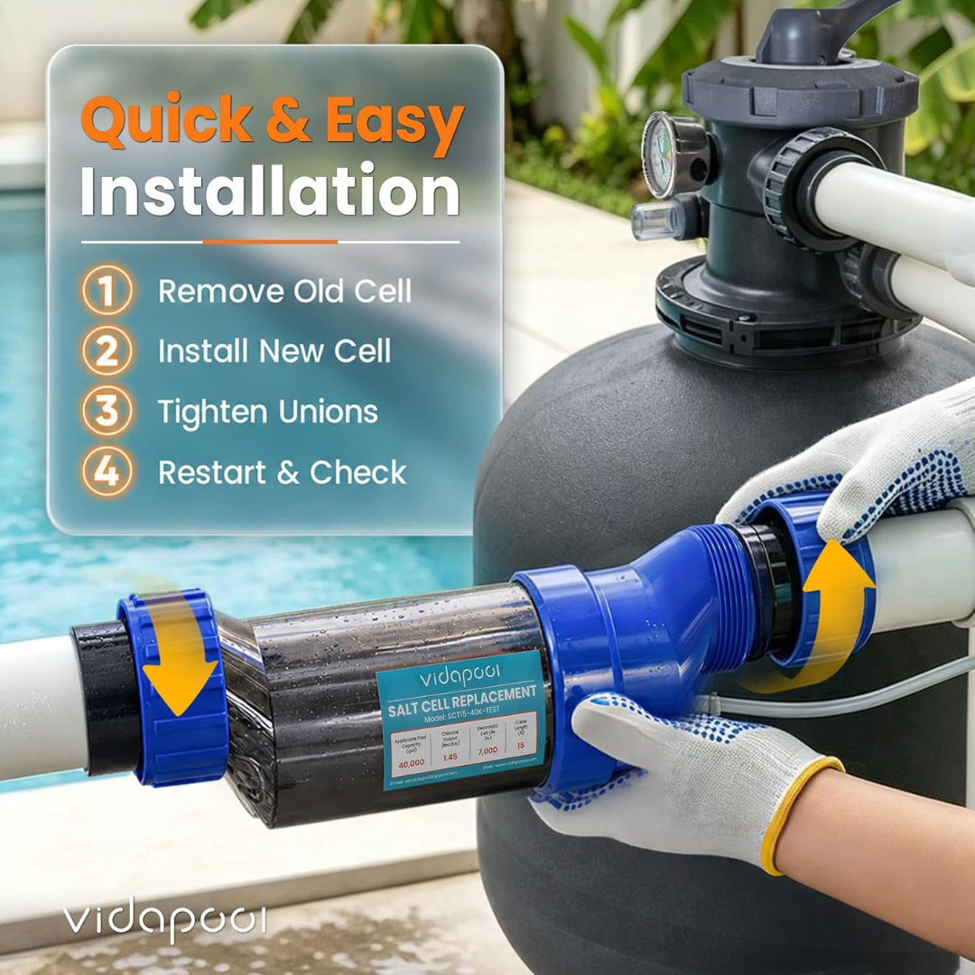 Vidapool T-CELL-15 Salt Cell Replacement for Hayward AquaRite 40K Pools