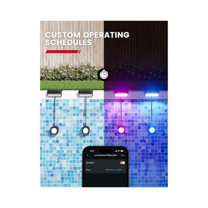 Enhulk Solar Pool Lights with RGBW APP Control,IP68 Waterproof LED Light for Above Ground Pool