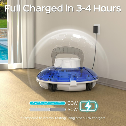 WINNY HJ1102P Cordless Robotic Pool Cleaner – Sapphire Blue and White