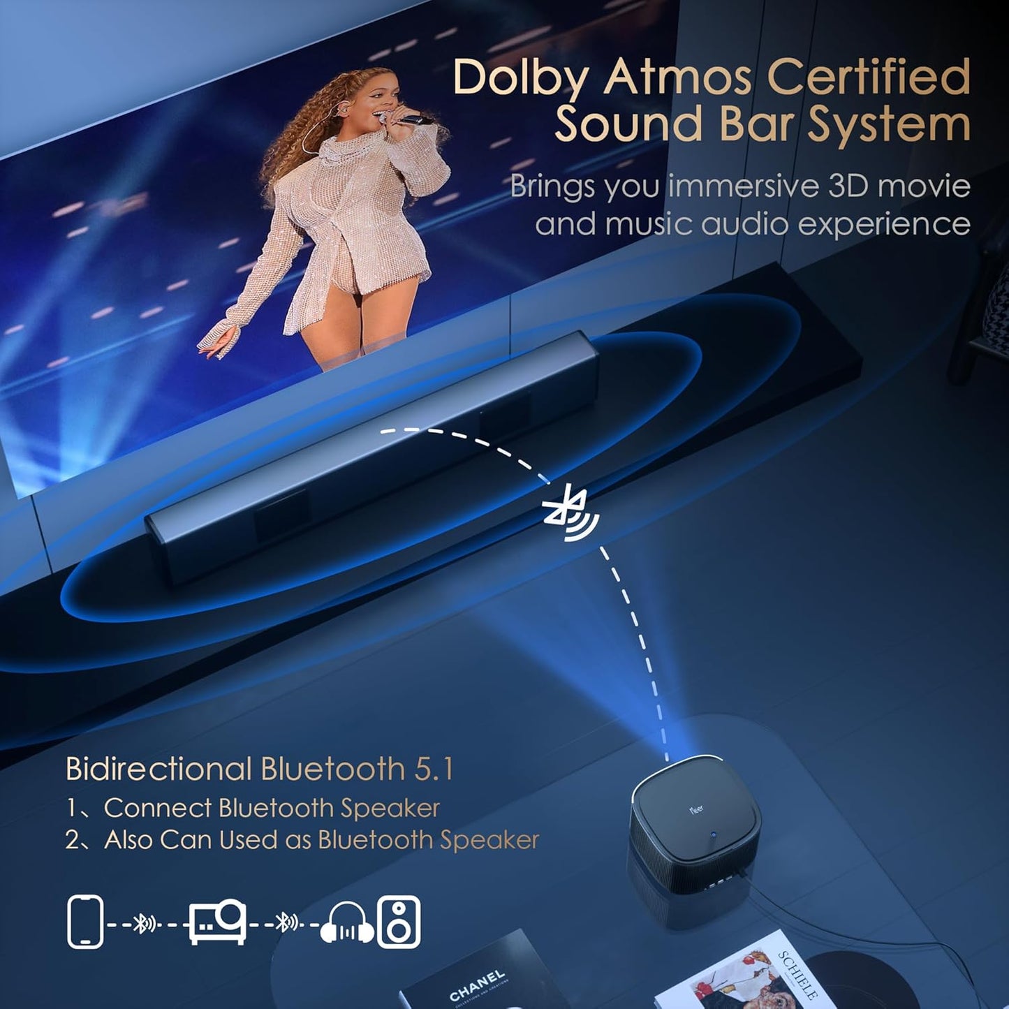 MEER 4K Smart Projector – WiFi Bluetooth, 500 ANSI, Auto Focus & Keystone