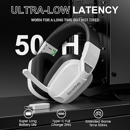 Skapendy VK80 Wireless Gaming Headset, 50+Hr Battery, Noise-Canceling Mic