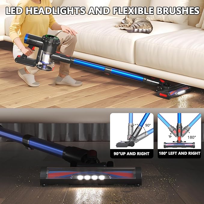 ANOKUNMP Cordless Vacuum Cleaner - LED Touch Screen & Carpet Cleaner