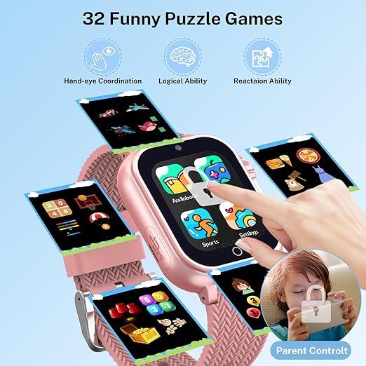 Smart Watch for Kids - Camera, Games, Music, Pedometer, Alarm, Pink