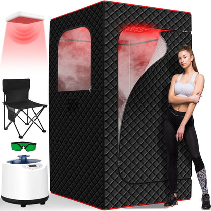 iTHERAU Infrared Steam Sauna Box with 660nm Red Light Therapy XL
