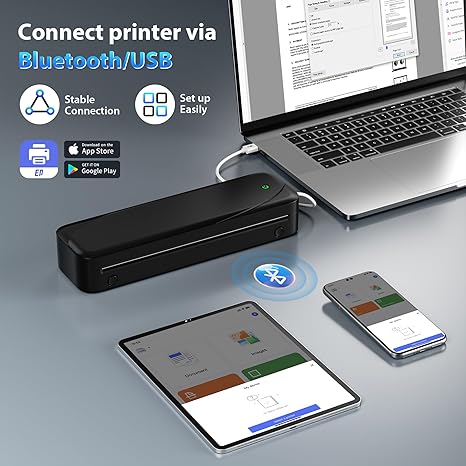 NelkoGlobal Bluetooth Portable Thermal Printer – 8.5''×11'' Inkless, 300DPI