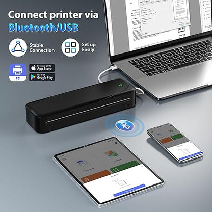 NelkoGlobal Bluetooth Portable Thermal Printer – 8.5''×11'' Inkless, 300DPI