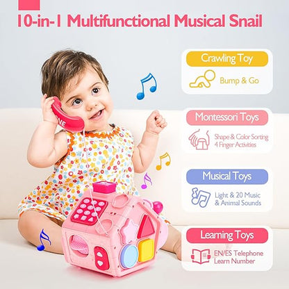 Hahaland Musical Crawling Snail Toy for Babies | Bilingual Learning