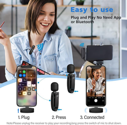 Oleciya Wireless Lavalier Microphone for iPhone/iPad, Noise Reduction Lapel Mic