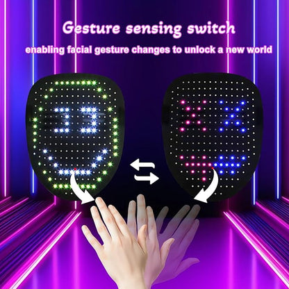 busutu Light Up LED Mask w/ Gesture Sensing for Cosplay & Party Costumes