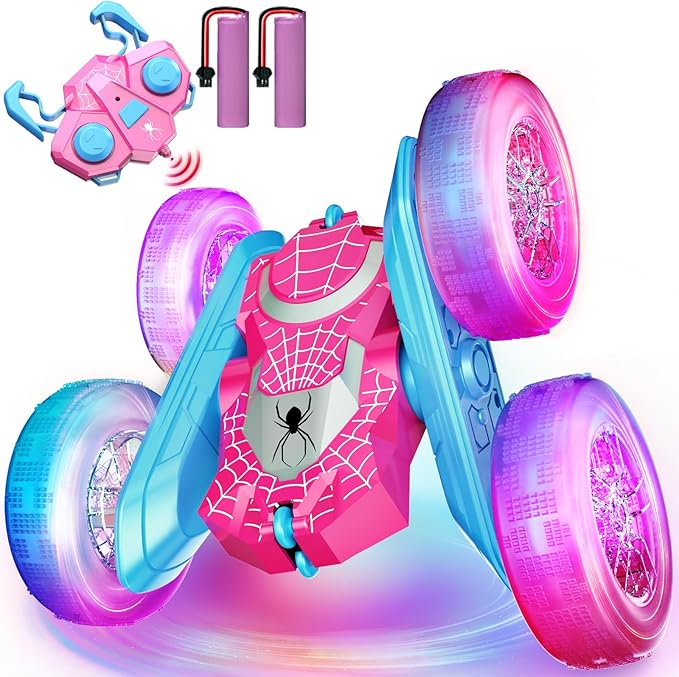 NQD Pink Remote Control Car for Girls | 360° Spin & Flip RC Stunt Car