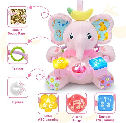 Musical Elephant Toy for Babies | Light-Up & Crinkle Sounds | 0-12 Months