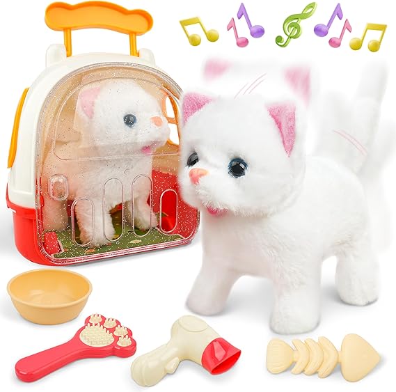 Meow Kitty Walking Cat – Interactive Electronic Pet Toy with Accessories