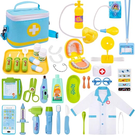 Meland Doctor Kit for Toddlers - 32 Pcs Dentist Toy Set for Kids Ages 3-6