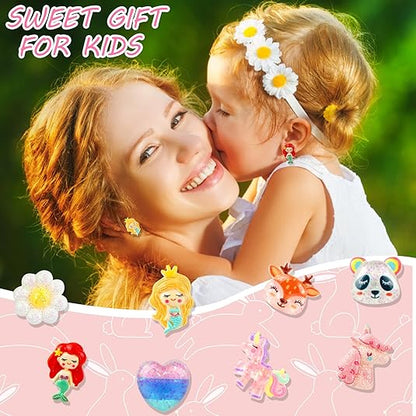 Sunxiner 12-Pair Clip-On Earrings Set for Girls Hypoallergenic Jewelry Gifts