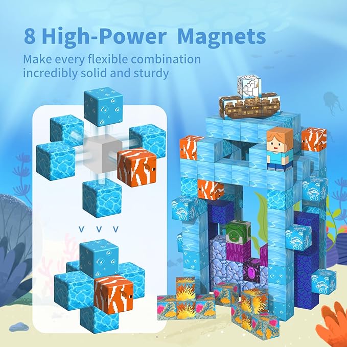 120PCS Magnetic Building Blocks Ocean Quest Set – STEM Montessori Toys