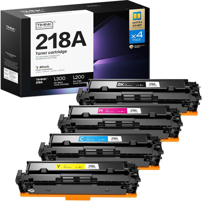 Timink 218A Toner Cartridge 4-Pack with Chip for HP Color Pro MFP