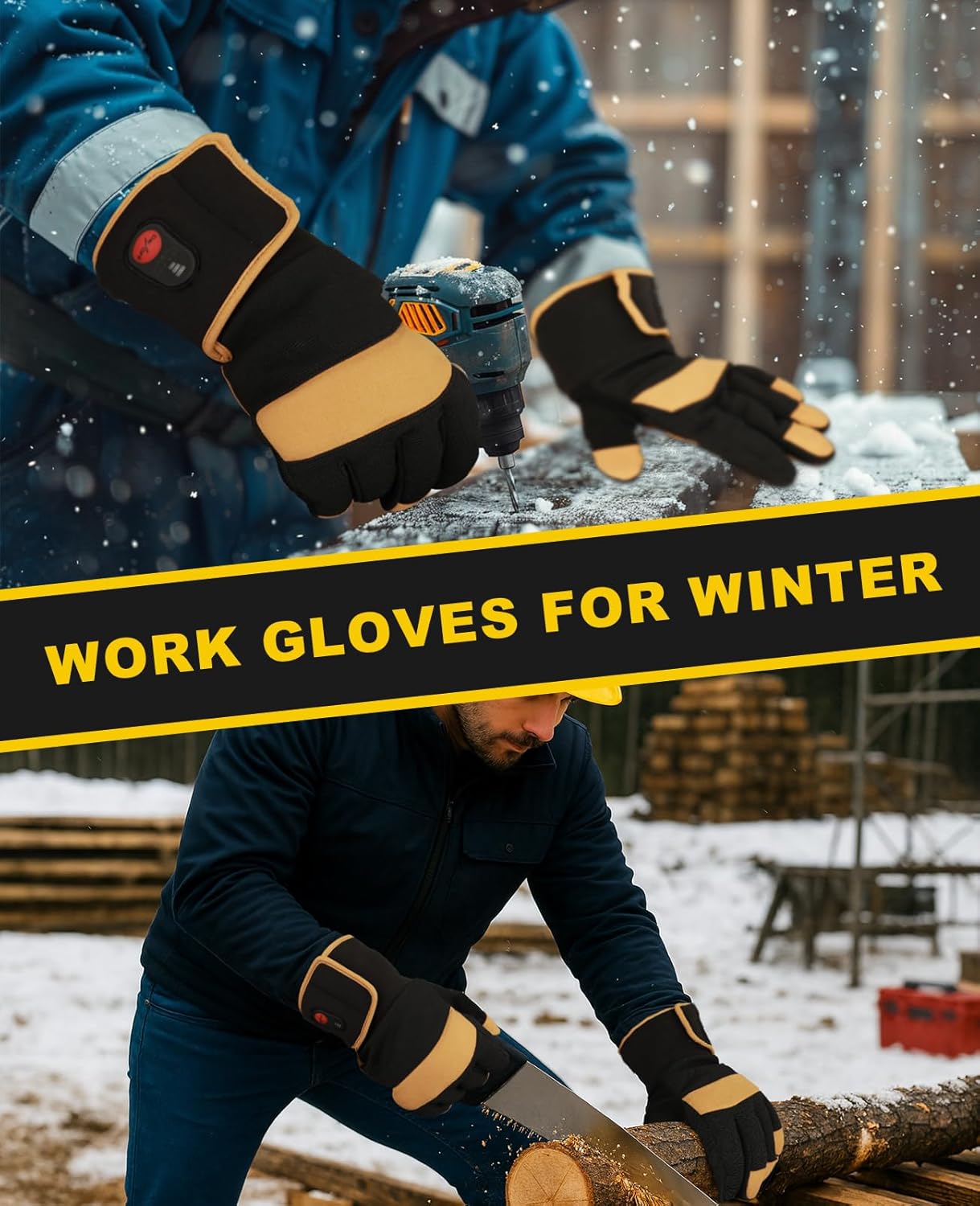 SNOWYES Heated Work Gloves for Men & Women with Rechargeable Battery