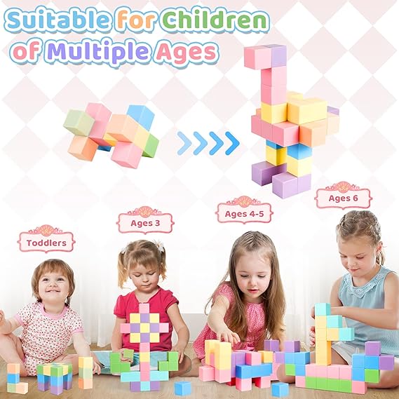 60pcs Magnetic Building Blocks - Large Magnetic Cubes for Kids Age 3+