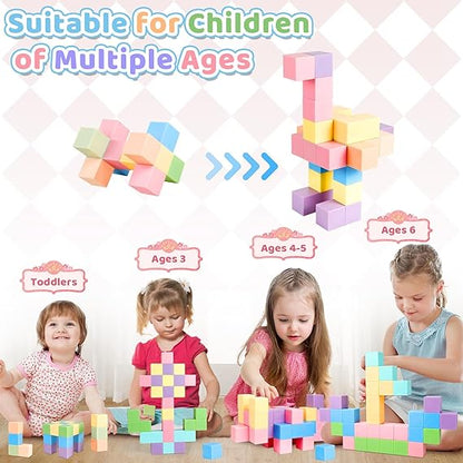 60pcs Magnetic Building Blocks - Large Magnetic Cubes for Kids Age 3+