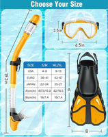 Vengreedo Snorkel Set with Fins - Adult Snorkeling Gear, Mask, Dry Top, Travel Bag