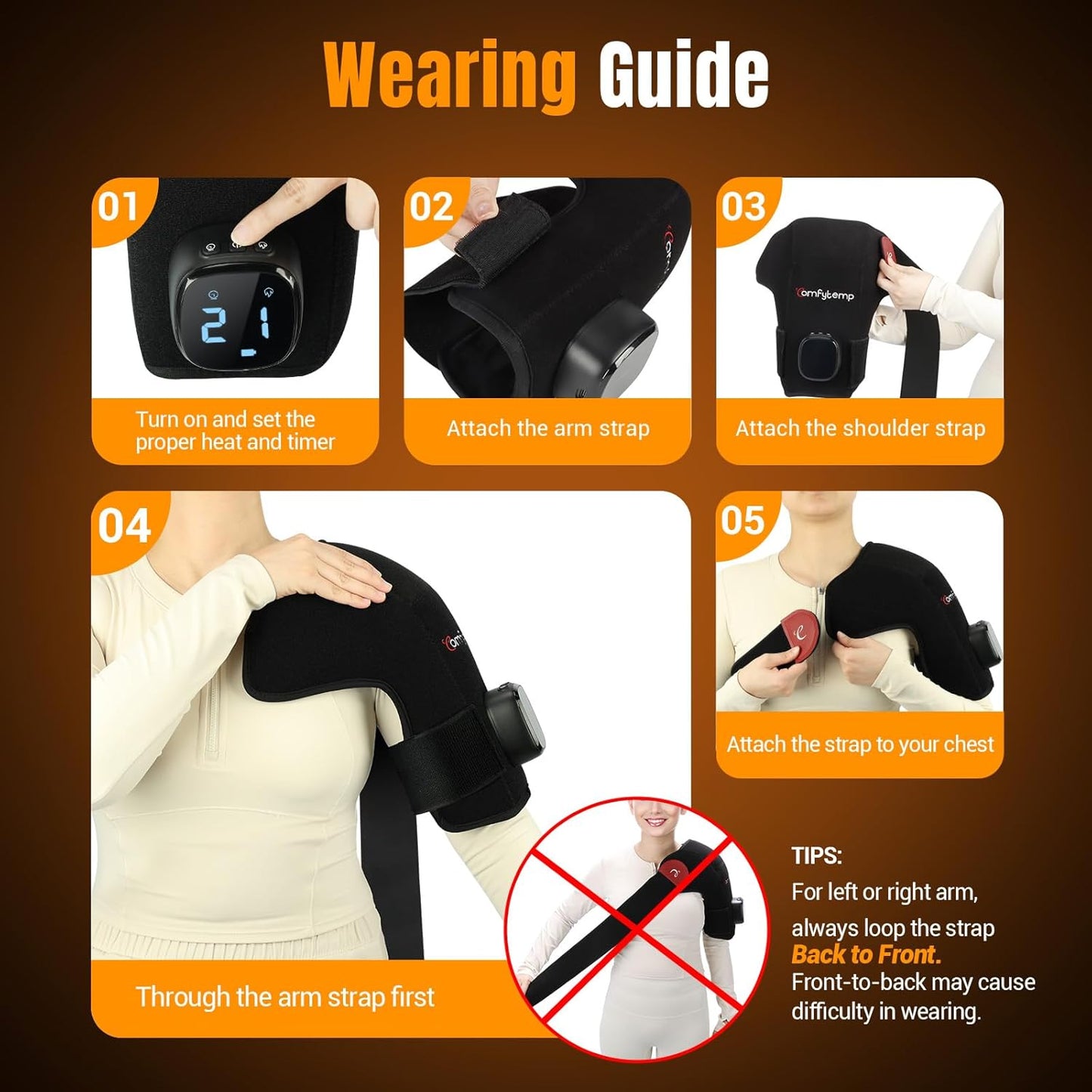 Comfytemp Cordless Shoulder Heating Pad for Rotator Cuff Pain Relief, S/M