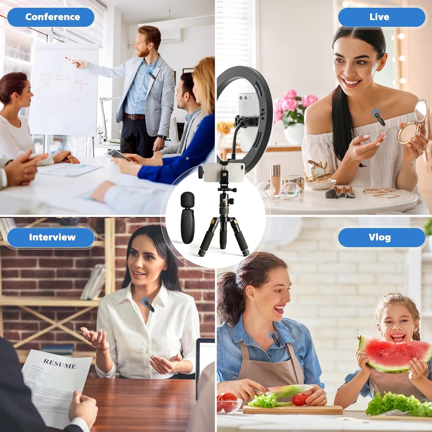 Oleciya Wireless Lavalier Microphone for iPhone/iPad, Noise Reduction Lapel Mic