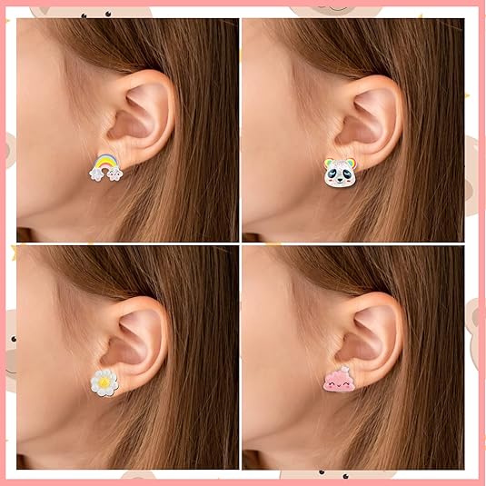 Sunxiner 12-Pair Clip-On Earrings Set for Girls Hypoallergenic Jewelry Gifts