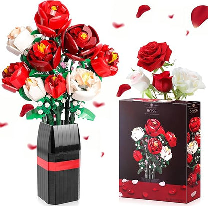 Flowers Bouquet Building Set with Vase, 818 PCS, Ideal Gift for Her & Him