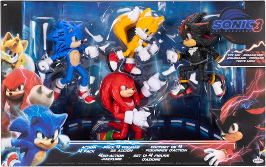 Sonic the Hedgehog 3 Movie 5" Sonic & Shadow Action Figures 4-Pack Set