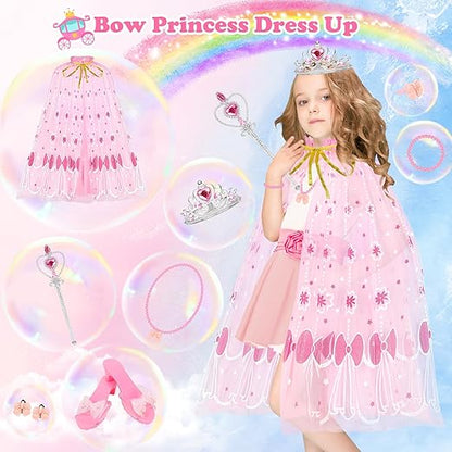 Princess Dress Up Set for Girls 3-6, Cloak, Shoes & Jewelry, Princess Toys