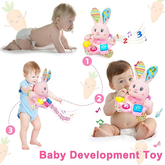 Baby Rabbit Musical Stuffed Toy – Bilingual Learning & Light-Up Music