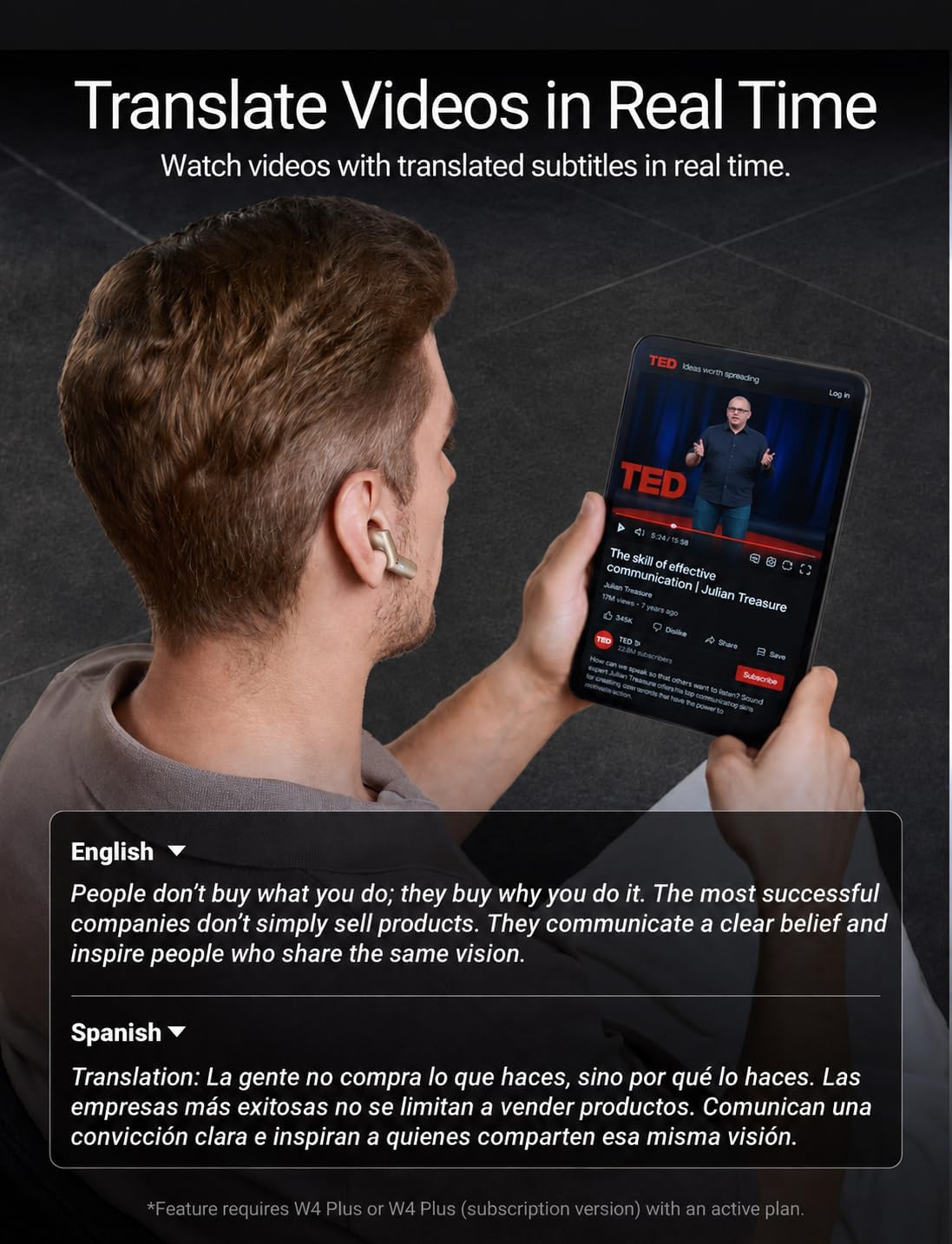 Timekettle W4 Plus AI Interpreter Earbuds – Sandy Gold, 52 Languages