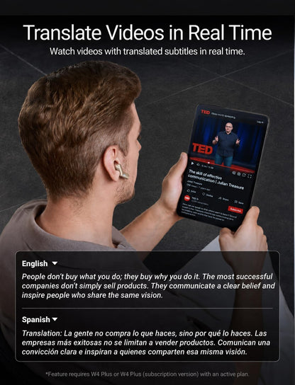 Timekettle W4 Plus AI Interpreter Earbuds – Sandy Gold, 52 Languages