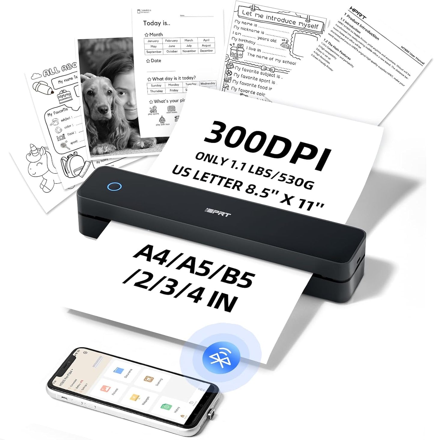 iDPRT MT610 Pro Portable Inkless Thermal Printer, 300DPI, Bluetooth & USB