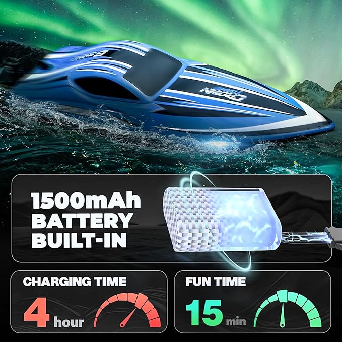 BEZGAR RC Boat, 16" Fast Remote Control Speed Boat for Kids & Adults