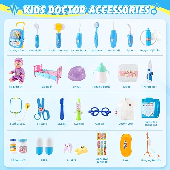 NETEHU Toddler Doctor Kit – Pretend Play Medical Set with Costume