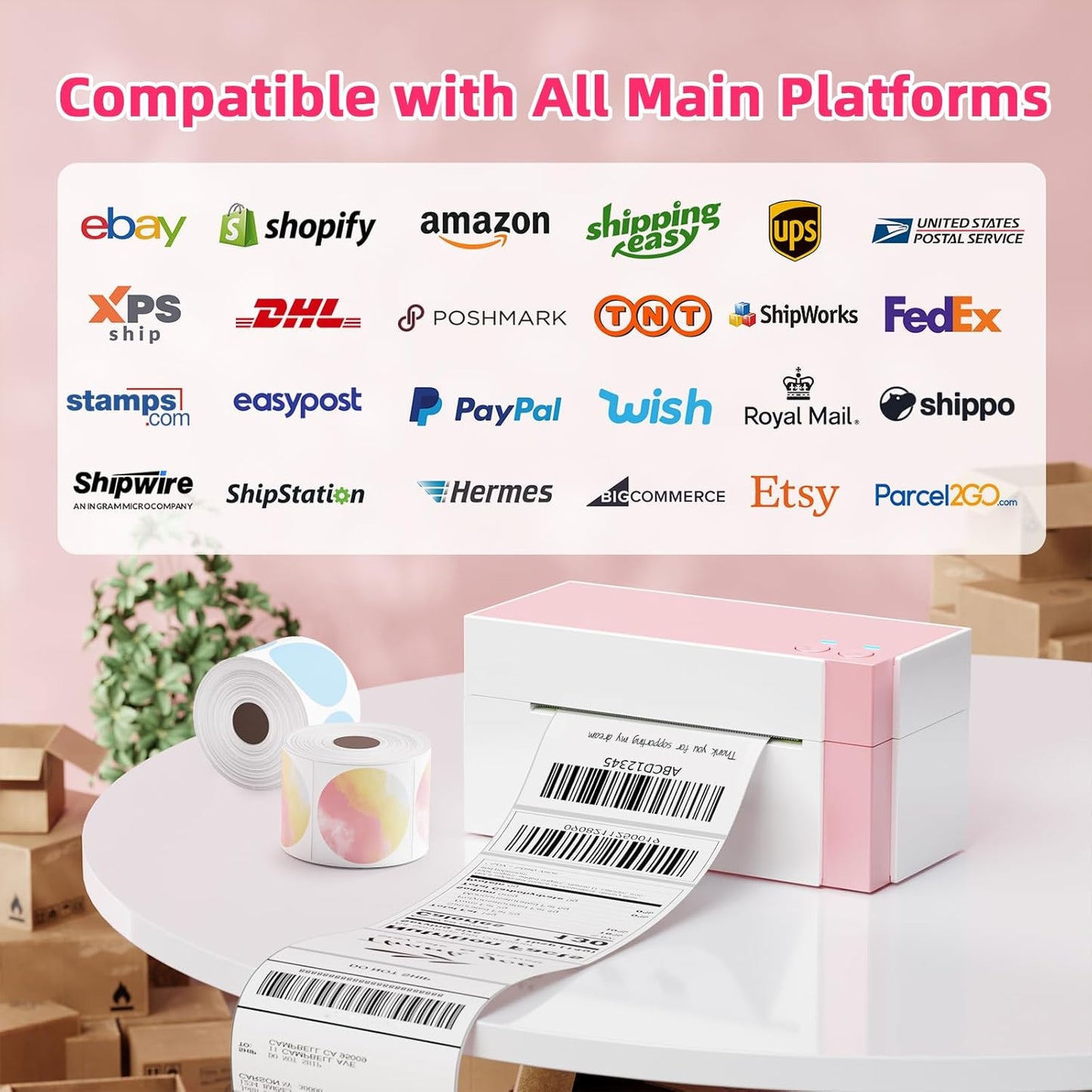 Omezizy WiFi Shipping Label Printer 4x6 – 300DPI Wireless Thermal Printer